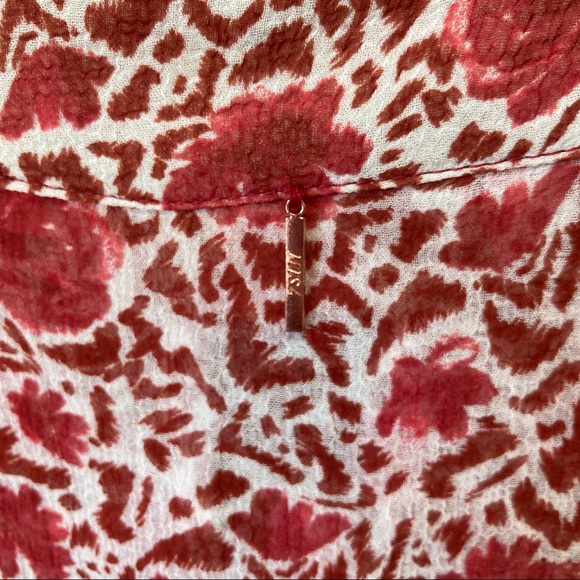 MISA Red Rust Floral Eba Sleeveless Ruffle Mini Dress Size Small - Picture 10 of 11